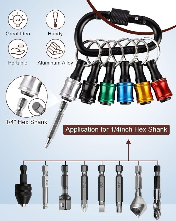 Katerk 6PCS 1/4 Inch Hex Shank Screwdriver Bits Holder Keychain