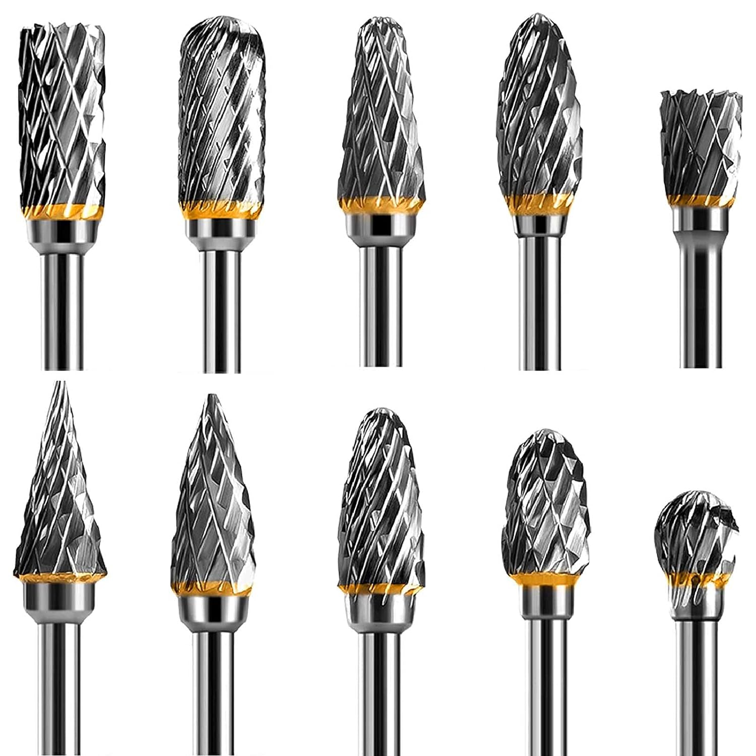 10-Piece Tungsten Carbide Burr Bit Set For Rotary Tools – Perfect For Cutting, Carving, And Routing Wood & Metal